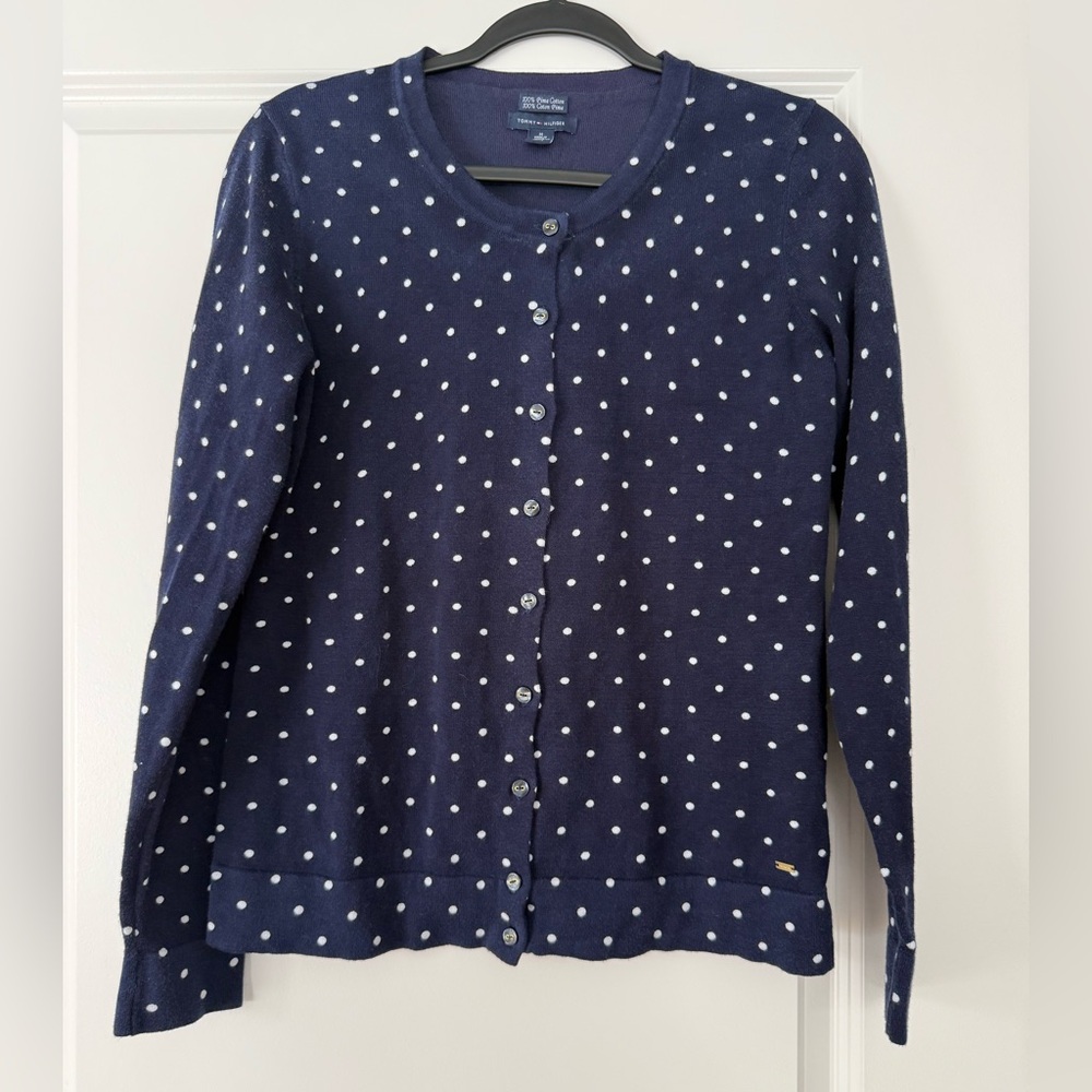Tommy Hilfiger Navy and White Knit Sweater